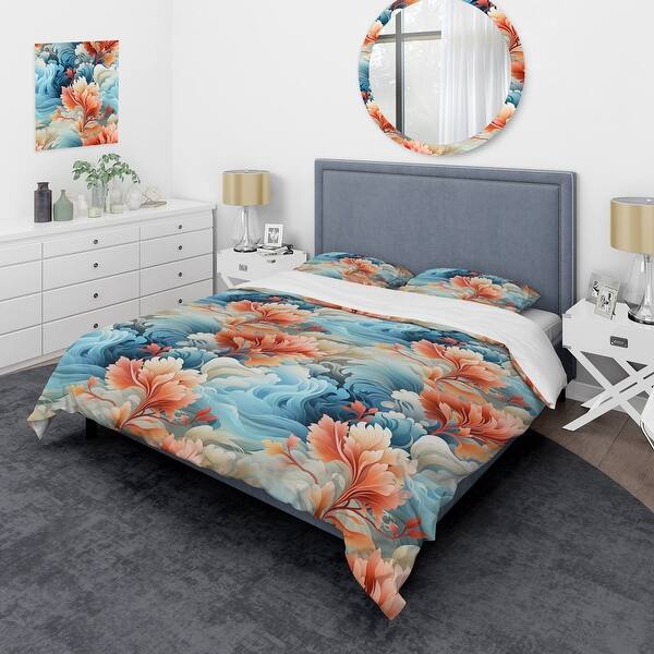 Designart "Breath Centered Stillness Mediation" Blue Modern Bed Cover